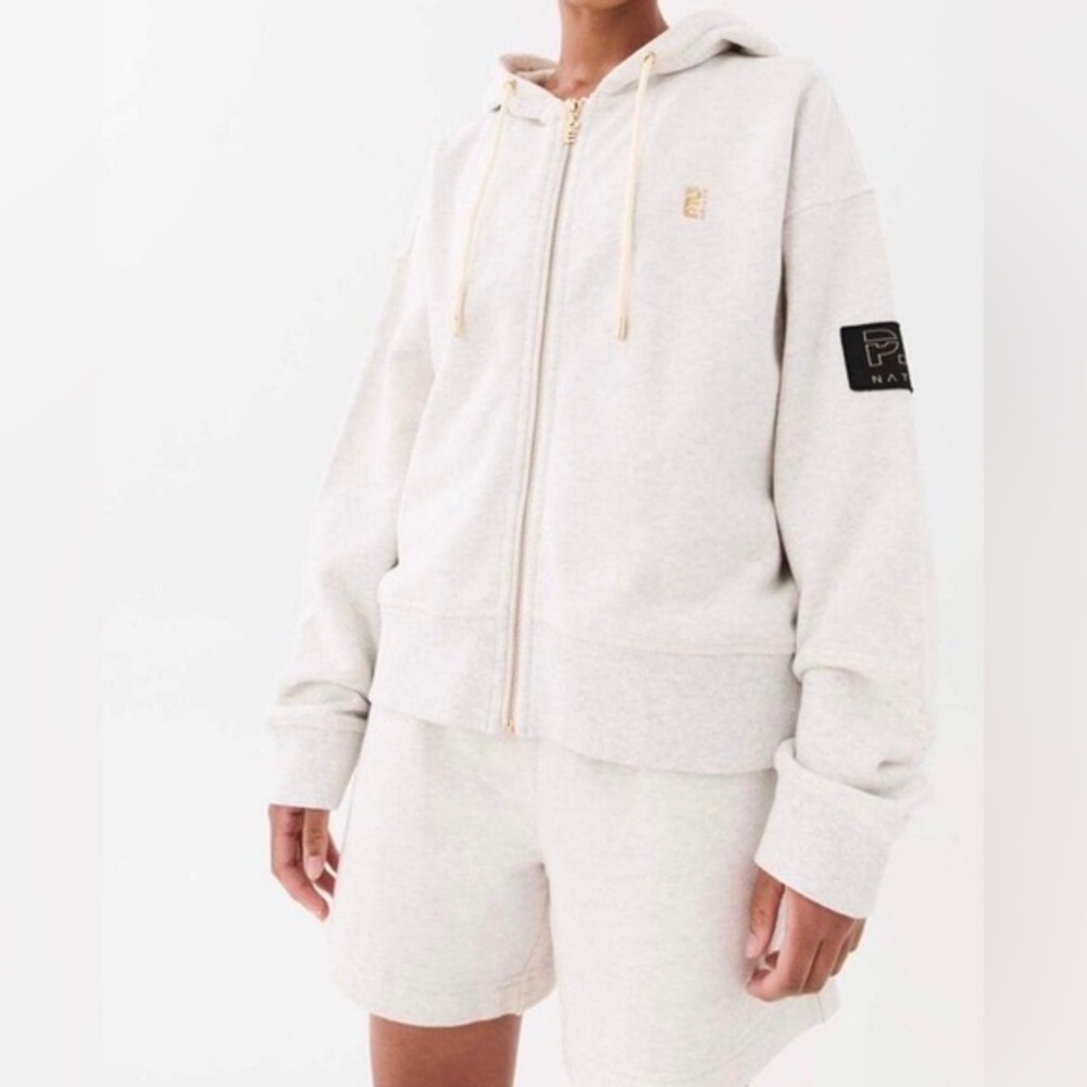 P.E Nation Reset Logo Zip Hoodie Marl Light Grey 2XL Womens